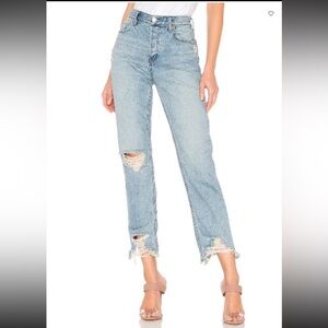 Free People Chewed Up Midrise Straight Jean